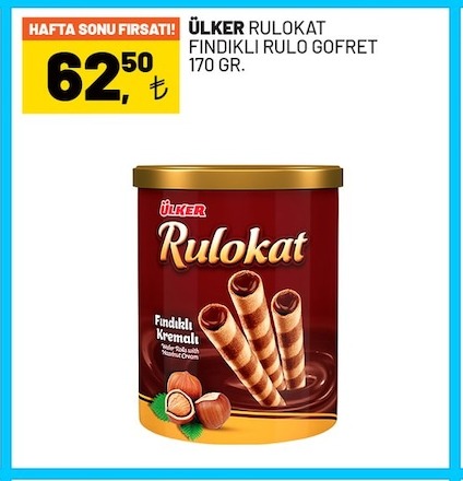 Ülker Rulokat Fındıklı Rulo Gofret 170Gr