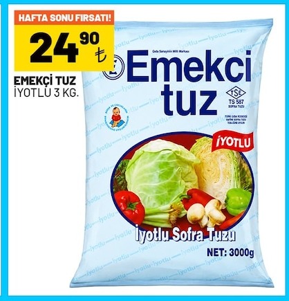 Emekçi Tuz İyotlu Sofra Tuzu 3 Kg.
