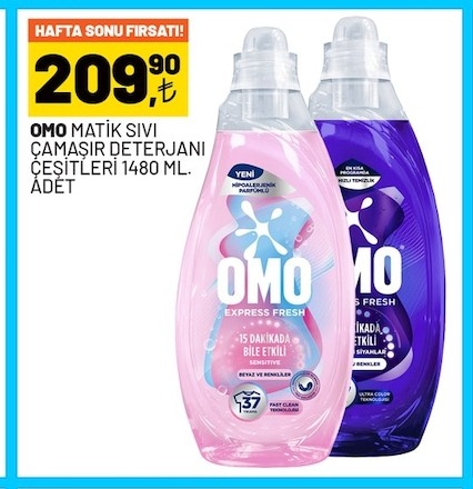 Omo Matik Sıvı Çamaşır Deterjanı Çeşitleri 1480 Ml.
