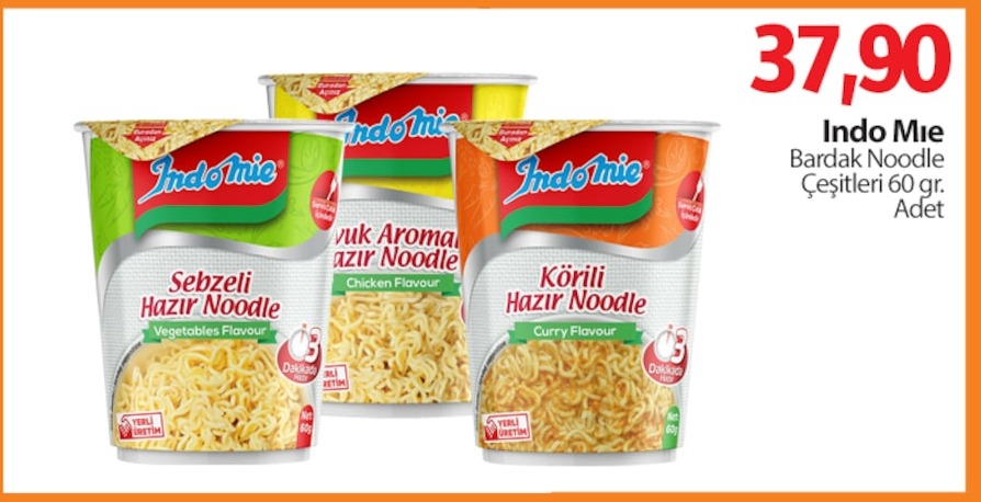 Indo Mie Bardak Noodle Çeşitleri 60 Gr. Adet