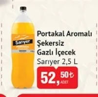 Portakal Aromalı Şekersiz Gazlı İçecek Sarıyer 2,5 L