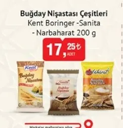 Buğday Nişastası Çeşitleri Kent Boringer-Sanita-Narbaharat 200 G