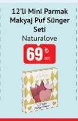 Naturalove 12'Li Mini Parmak Makyaj Puf Sünger Seti