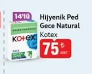 Kotex Hijyenik Ped Gece Natural 14'Lü