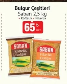 Saban Bulgur Çeşitleri 2,5 Kg