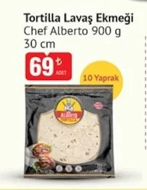 Chef Alberto Tortilla Lavaş Ekmeği 900 G