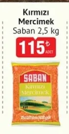 Saban Kırmızı Mercimek 2,5 Kg