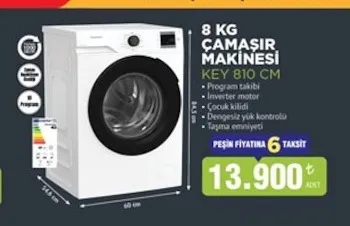 8 Kg Çamaşır Makinesi Key 810 Cm