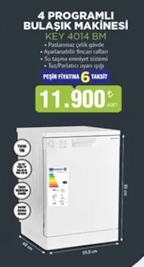 4 Programlı Bulaşık Makinesi Key 4014 Bm