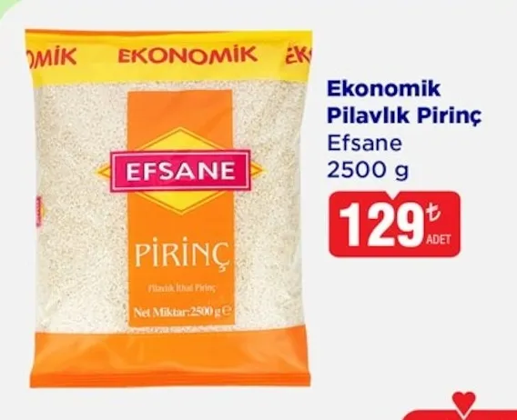 Ekonomik Pilavlık Pirinç Efsane 2500 G
