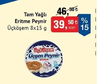 Üçkosem Tam Yağlı Eritme Peyniri 8X15 G