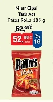 Mısır Cipsi Tatlı Acı Patos Rolls 185 G