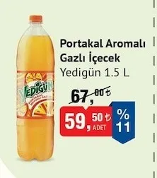 Portakal Aromalı Gazlı İçecek Yedigün 1.5 L
