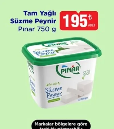 Tam Yağlı Süzme Peynir Pınar 750 G