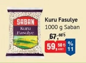 Kuru Fasulye 1000 G Saban