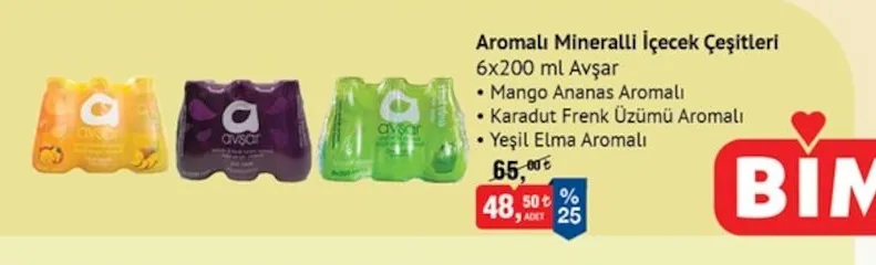 Aromalı Mineralli İçecek Çeşitleri 6X200 Ml Avşar