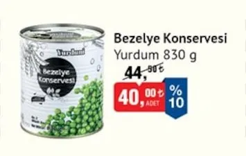 Yurdum Bezelye Konservesi 830 G
