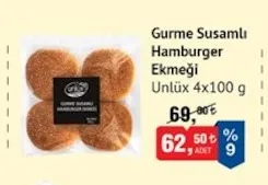 Ünlüx Gurme Susamlı Hamburger Ekmeği 4X100 G