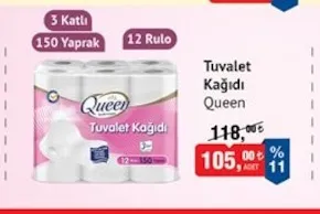 Queen Tuvalet Kağıdı 12 Rulo