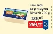 Binvezir Tam Yağlı Kaşar Peyniri 700 G