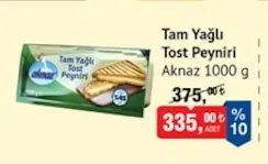 Aknaz Tam Yağlı Tost Peyniri 1000 G