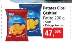 Patito Patates Cipsi Çeşitleri 200 G