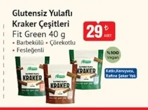 Glutensiz Yulaflı Kraker Çeşitleri Fit Green 40 G