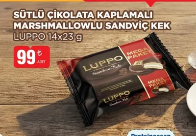 Sütlü Çi̇Kolata Kaplamali Marshmallowlu Sandvi̇Ç Kek Luppo 14X23 G