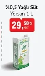 %0,5 Yağlı Süt Yörsan 1 L
