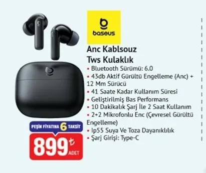 Baseus Anc Kablosuz Tws Kulaklık