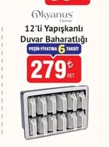 Okyanus Home 12'Li Yapışkanlı Duvar Baharatlığı
