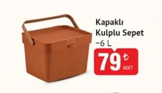 Kapaklı Kulplu Sepet ~6 L