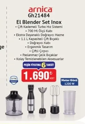 Arnica Gh21484 El Blender Set Inox