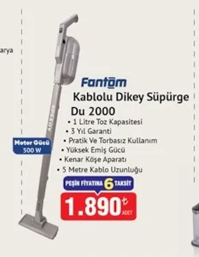 Fantöm Kablolu Dikey Süpürge Du 2000