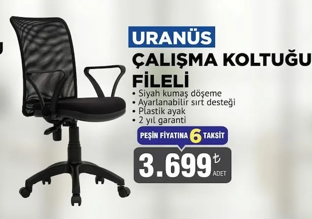 Uranüs Çalışma Koltuğu Fileli