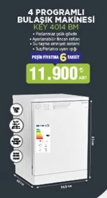 Key 4014 Bm 4 Programlı Bulaşık Makinesi