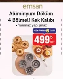 Emsan Alüminyum Döküm 4 Bölmeli Kek Kalıbı