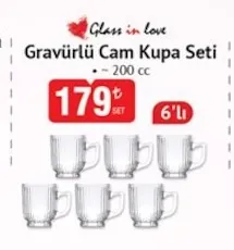 Glass In Love Gravürlü Cam Kupa Seti 200 Cc