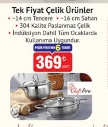 Tek Fiyat Çelik Ürünler 14 Cm Tencere - 16 Cm Sahan