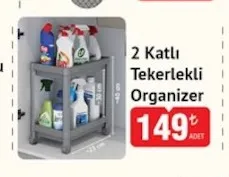 2 Katlı Tekerlekli Organizer