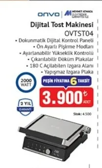 Onvo Dijital Tost Makinesi Ovtst04