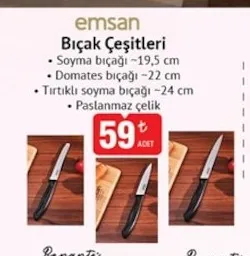 Emsan Bıçak Çeşitleri