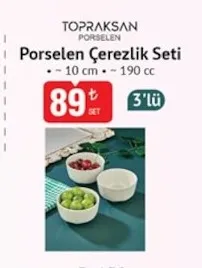 Topraksan Porselen Çerezlik Seti 10 Cm - 190 Cc