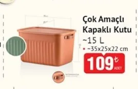 Çok Amaçlı Kapaklı Kutu 15 L