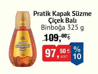 Binboğa Pratik Kapak Süzme Çiçek Balı 325 G