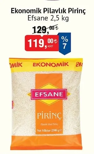 Efsane Ekonomik Pilavlık Pirinç 2,5 Kg