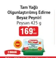 Tam Yağlı Olgunlaştırılmış Edirne Beyaz Peyniri Peysan 425 G