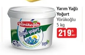 Yarım Yağlı Yoğurt Yörükoğlu 5 Kg