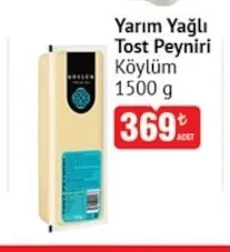 Yarım Yağlı Tost Peyniri Köylüm 1500 G