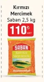 Saban Kırmızı Mercimek 2,5 Kg